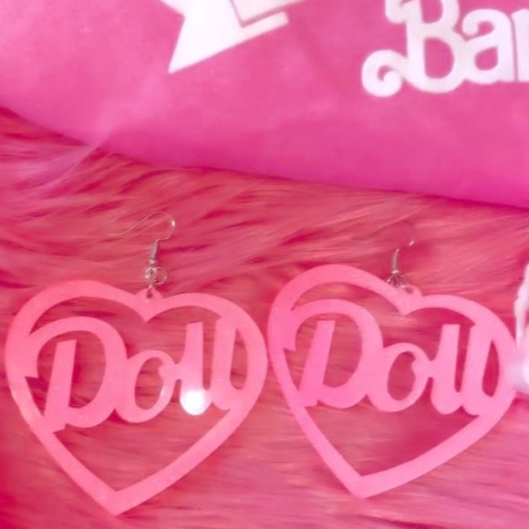 Pink Heart Doll Earrings
